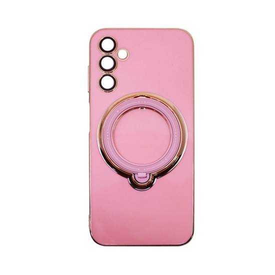 Funda Dura de Silicona con Protector de Cámara y Anillo de Soporte para Samsung Galaxy A14 4g/5g Rosa